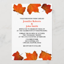 Rustic Fall Leaf Burnt Orange Maple White Wedding