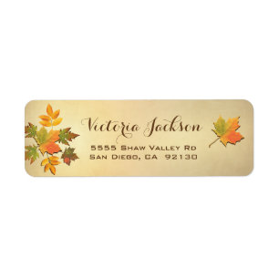 Rustic Fall leaves address label