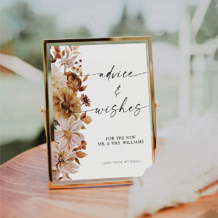 Rustic Fall Leaves Advice & Wishes Pedes Pedestal Sign