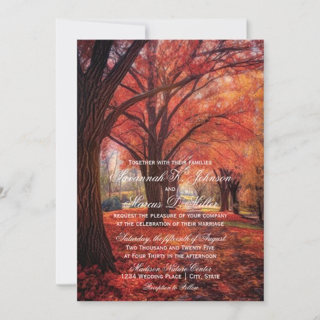Rustic Fall Leaves Autumn Nature Wedding Invitation (Front)