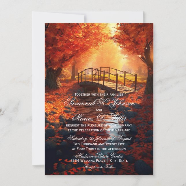 Rustic Fall Leaves Autumn Nature Wedding Invitation (Front)