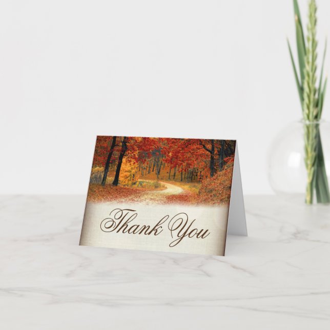 Rustic Fall Leaves Autumn Thank You Cards (Front)