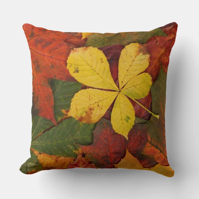 Rustic Fall Leaves Covering Ground Cushion (Front)