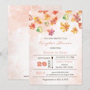 Rustic Fall Leaves Fall Bridal Shower Invites