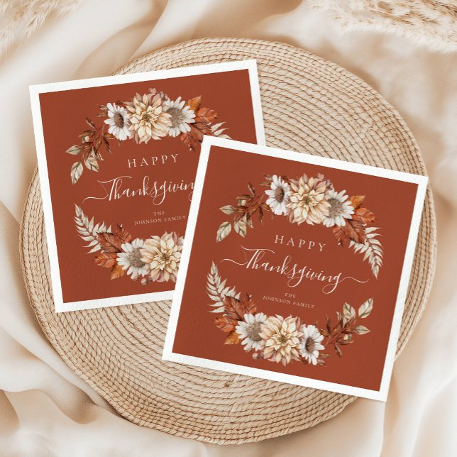Rustic Fall Leaves Happy Thanksgiving Napkin (Rustic Fall Leaves Happy Thanksgiving Napkins)