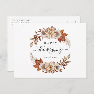 Rustic Fall Leaves Happy Thanksgiving Postcard