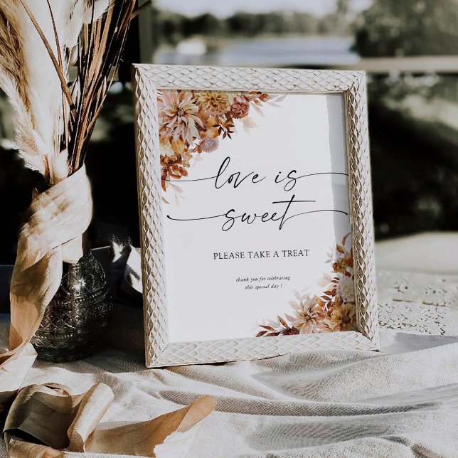 Rustic Fall Leaves Love Is Sweet Sign (Creator Uploaded)