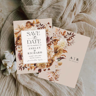 Rustic Fall Leaves Save The Date Card