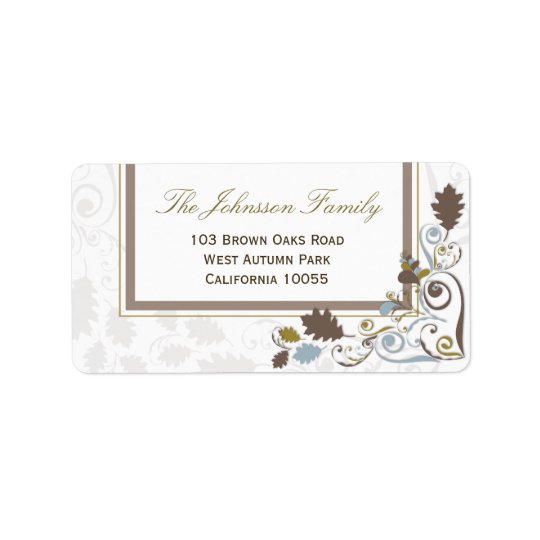Rustic Fall Leaves Swirls Holiday Address Labels