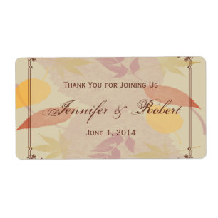 Rustic Fall Leaves Water Bottle Label