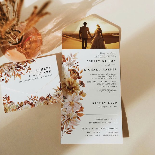 Rustic Fall Leaves Wedding All In One Invitation (Creator Uploaded)