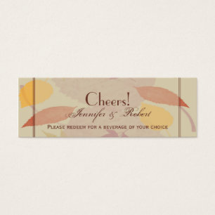 Rustic Fall Leaves Wedding Drink Ticket