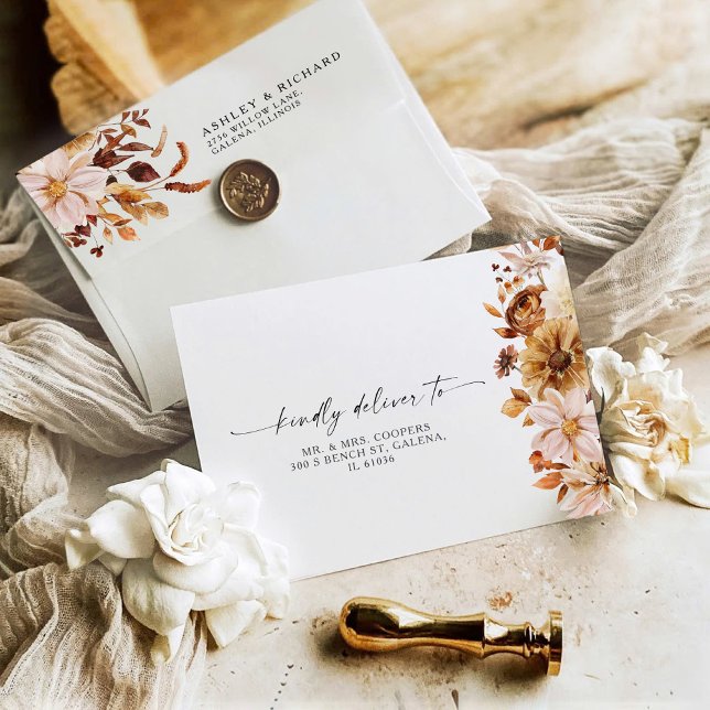 Rustic Fall Leaves Wedding Envelope (Creator Uploaded)
