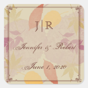 Rustic Fall Leaves Wedding Envelope Seal