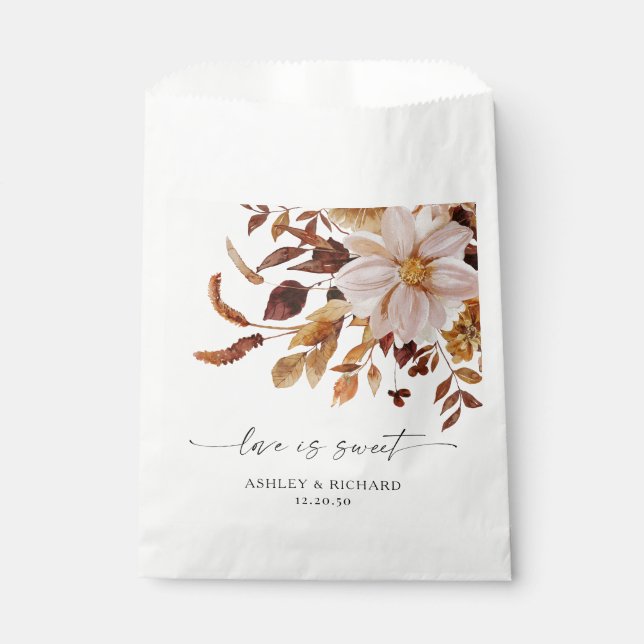 Rustic Fall Leaves Wedding Favour Bags (Front)