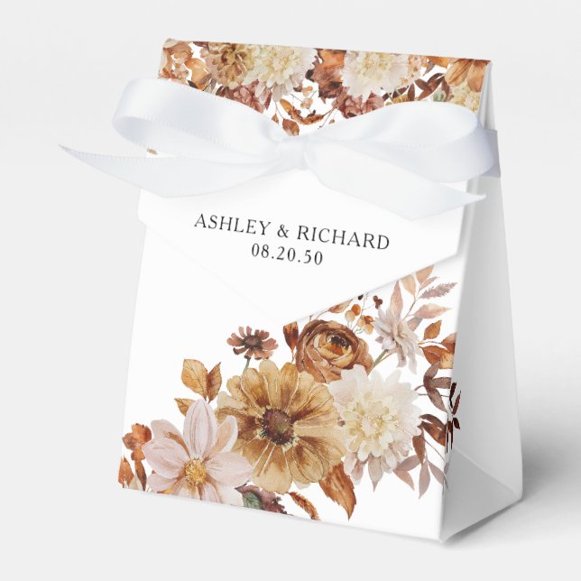 Rustic Fall Leaves Wedding Favour Box (Front Side)