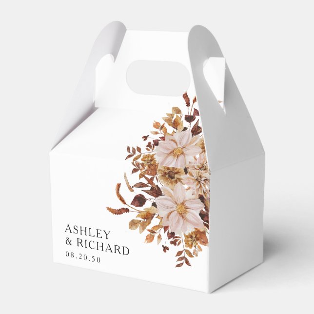 Rustic Fall Leaves Wedding Favour Box (Front Side)
