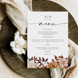 Rustic Fall Leaves Wedding Flat Menu