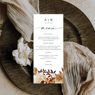 Rustic Fall Leaves Wedding Flat Menu