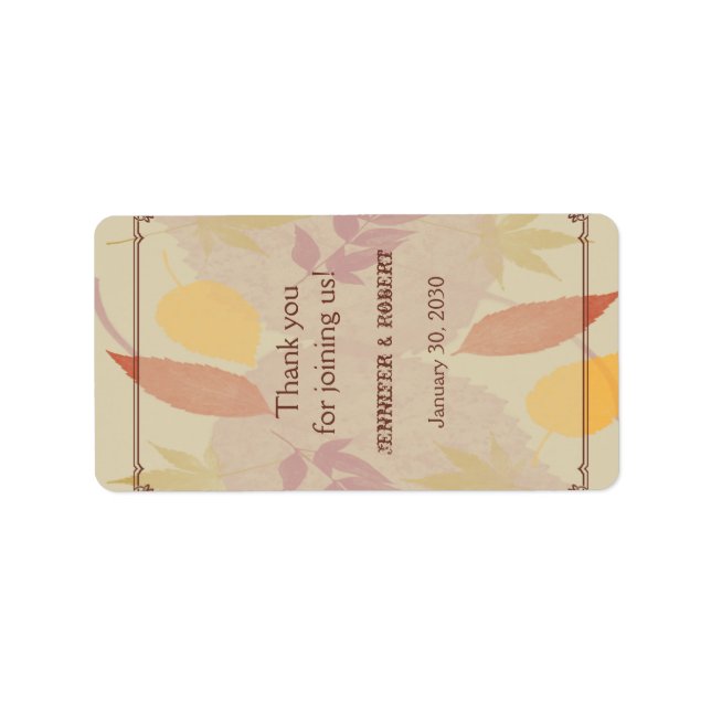 Rustic Fall Leaves Wedding Lip Balm Label (Front)