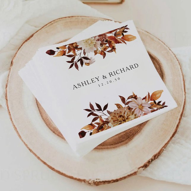 Rustic Fall Leaves Wedding Napkin (Creator Uploaded)