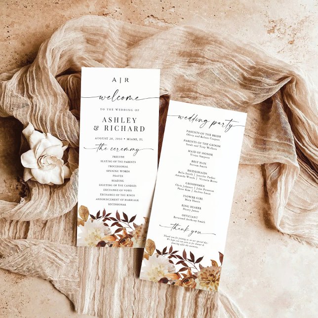Rustic Fall Leaves Wedding Program Programme (Creator Uploaded)