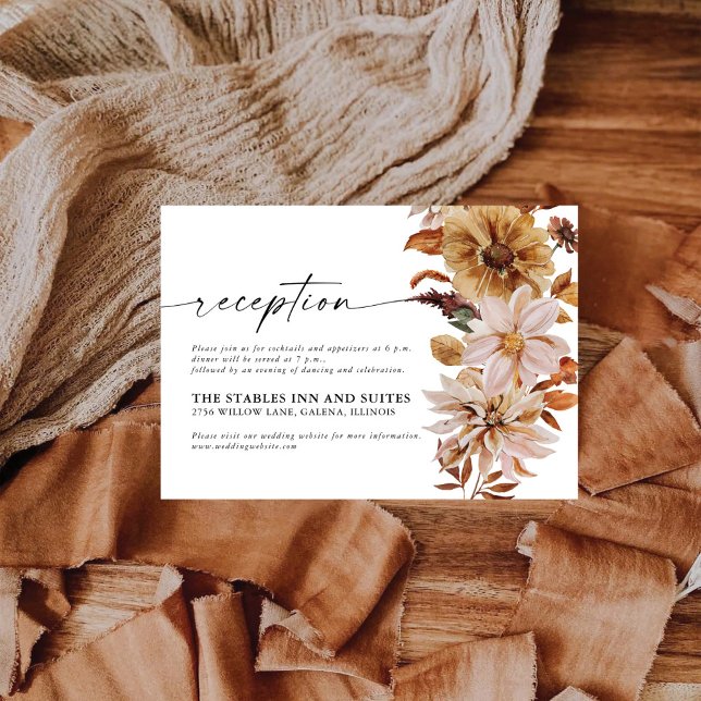Rustic Fall Leaves Wedding Reception Card (Creator Uploaded)