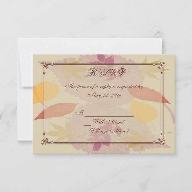 Rustic Fall Leaves Wedding Response Card (Front)