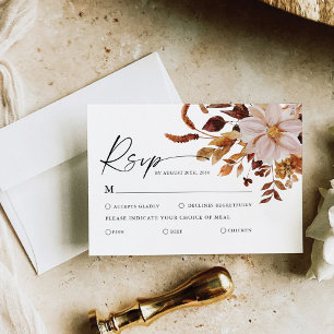 Rustic Fall Leaves Wedding RSVP Card