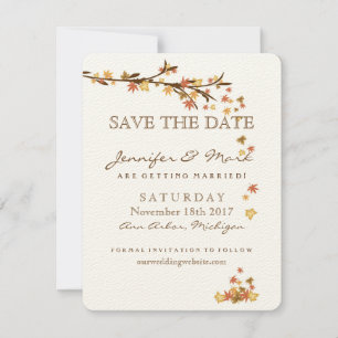 Rustic Fall Leaves Wedding Save the Date