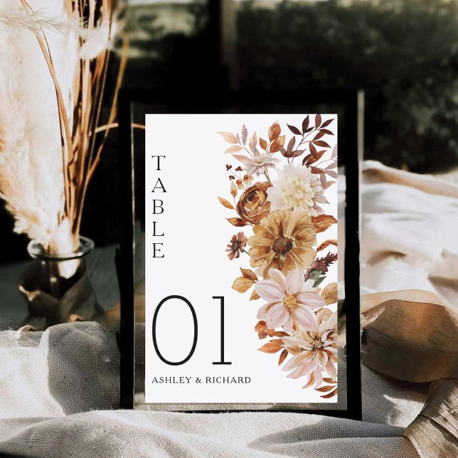 Rustic Fall Leaves Wedding Table Number Card (Creator Uploaded)