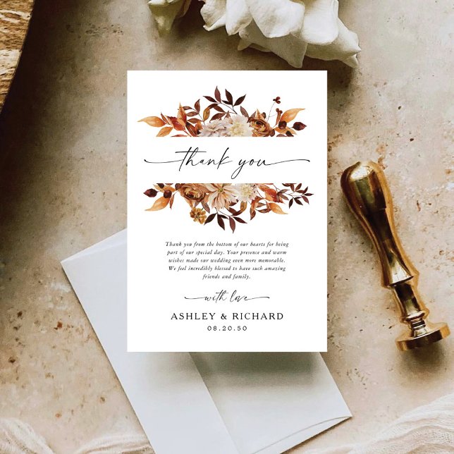 Rustic Fall Leaves Wedding Thank You Card (Creator Uploaded)