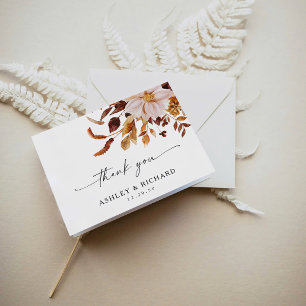 Rustic Fall Leaves Wedding Thank You Card