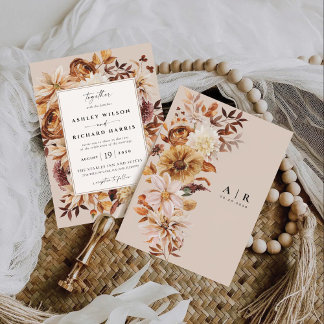 Rustic Fall Leaves Wedding Wedding Invitation 