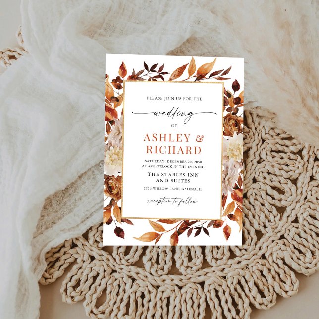 Rustic Fall Leaves Wedding Wedding Invitation  (Creator Uploaded)