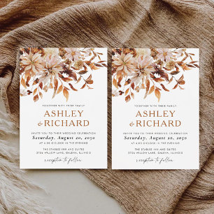 Rustic Fall Leaves Wedding Wedding Invitation 