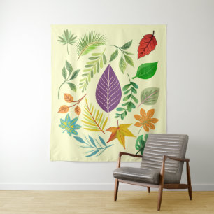 Rustic Fall Leaves with Antique Botanical Leaf Tapestry