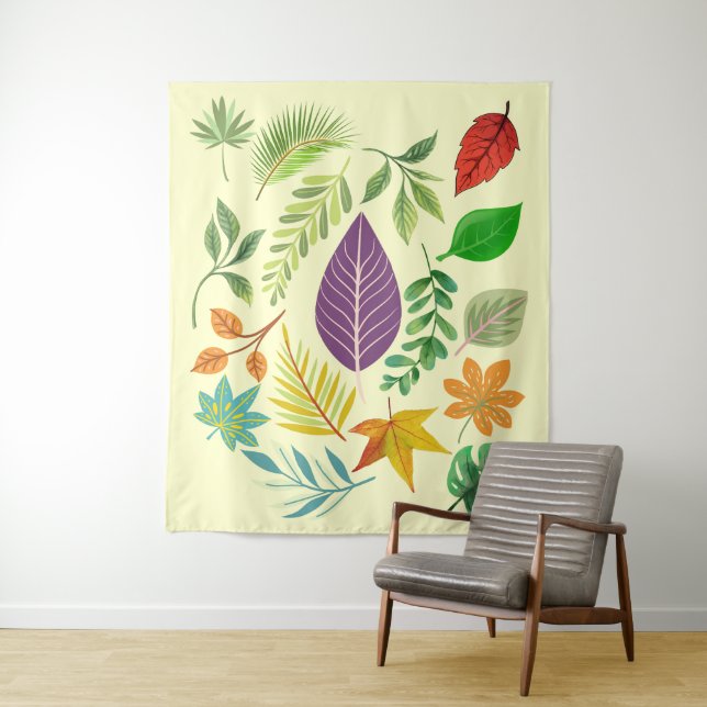 Rustic Fall Leaves with Antique Botanical Leaf Tapestry (In Situ)