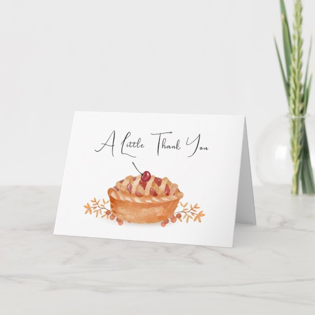 Rustic Fall Little Cutie Pie Cherry Baby Shower  Thank You Card (Front)