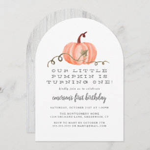 Rustic Fall Little Pumpkin 1st Birthday Invitation