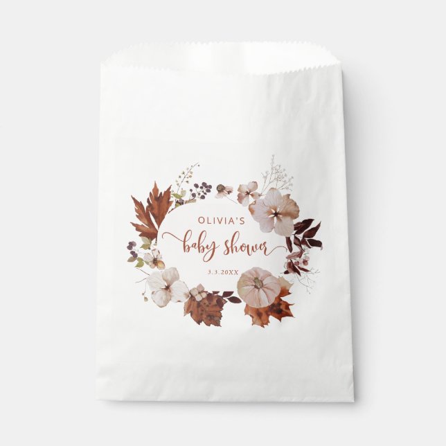 Rustic fall little pumpkin baby shower favour bags (Front)