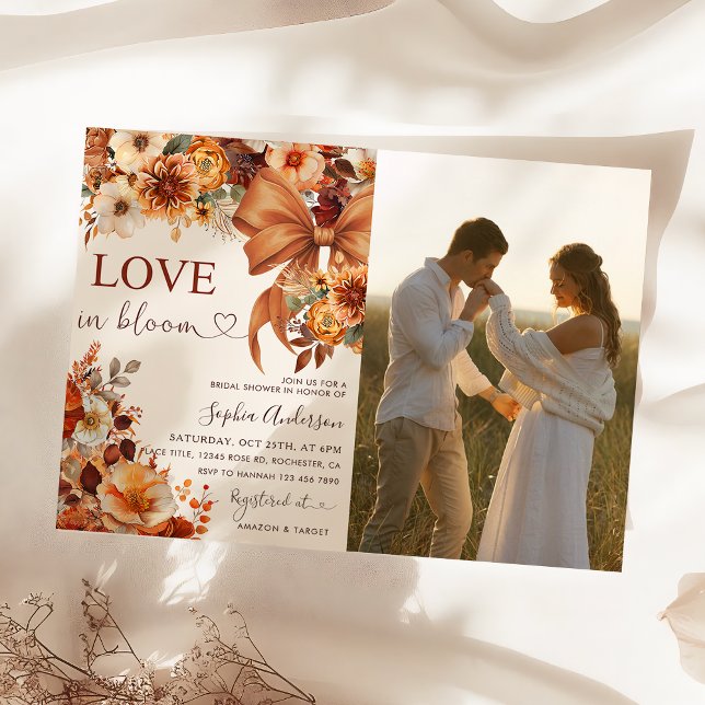 Rustic Fall Love In Bloom  Bridal Shower Photo  Invitation (Creator Uploaded)