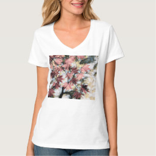Rustic fall maple leaves rusty red pink brown T-Shirt