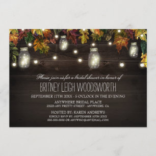 Rustic Fall Mason Jar Bridal Shower Invitations