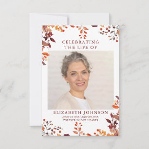 Rustic Fall Memorial Funeral Prayer Photo Card