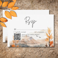 Rustic Fall Mountain Scene Watercolor QR Code