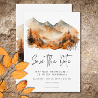 Rustic Fall Mountain Scene Watercolor Wedding