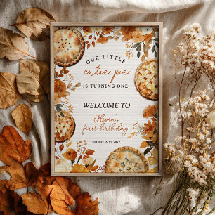 Rustic Fall Neutral Cutie Pie First Birthday Poster