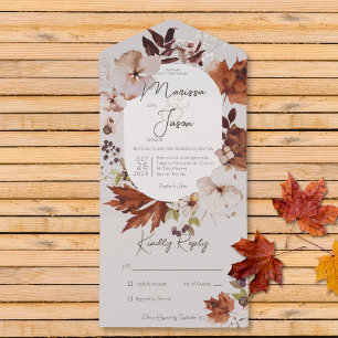 Rustic Fall Neutral Wreath Grey No Dinner All In One Invitation
