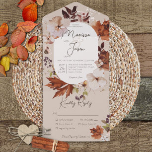 Rustic Fall Neutral Wreath Tan Dinner All In One Invitation